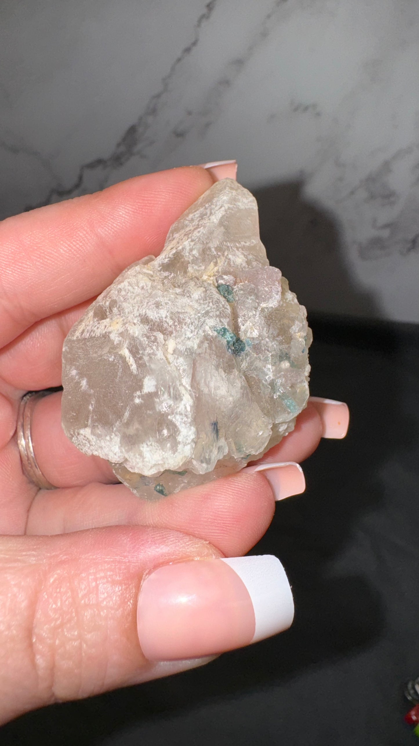 Indicolite in quartz