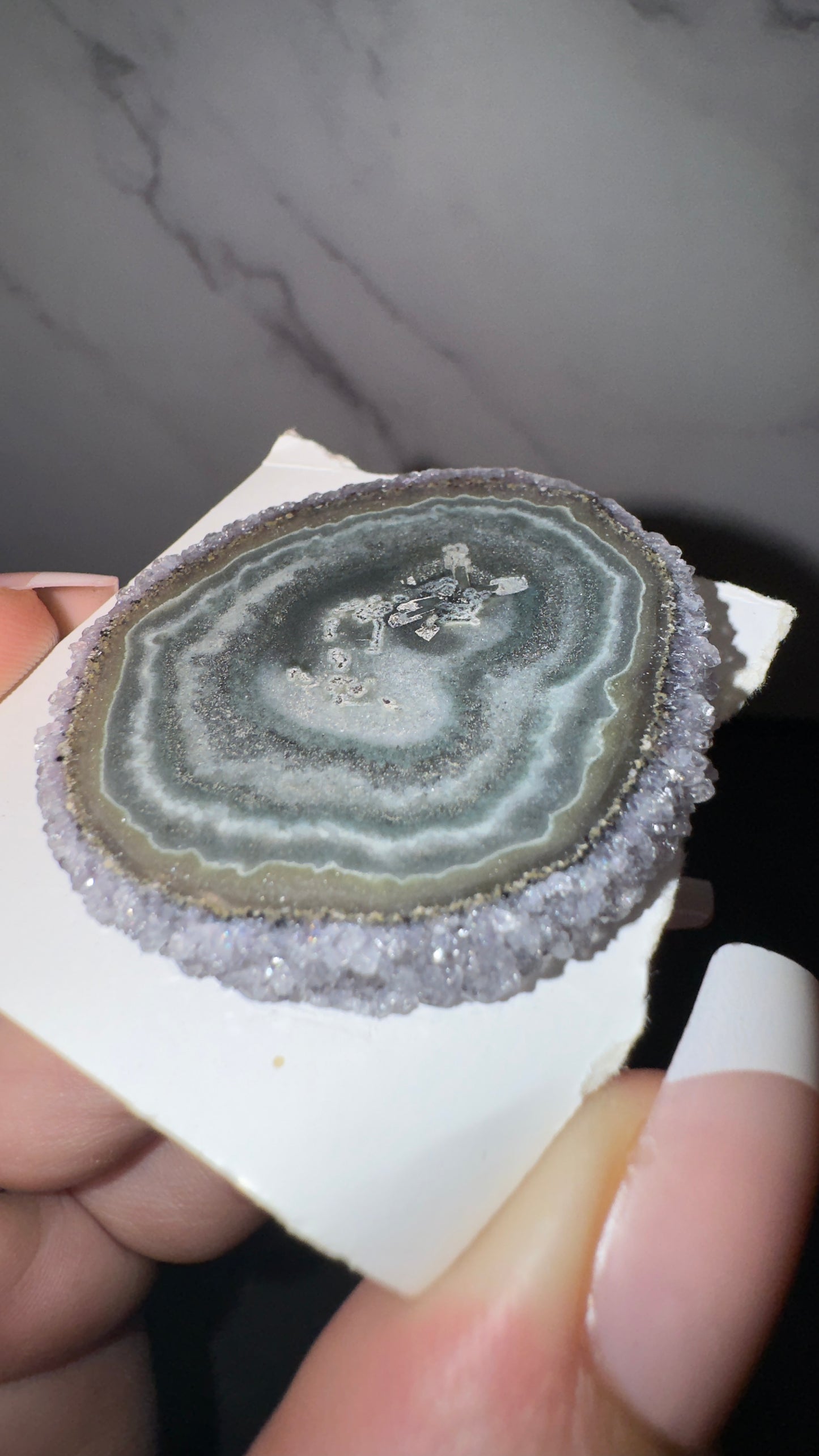 Amethyst and Jasper stalactite slice