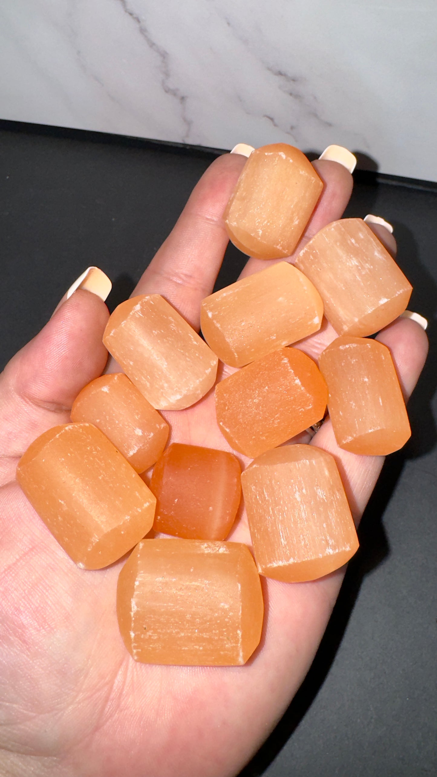 Peach satin spar cylinders
