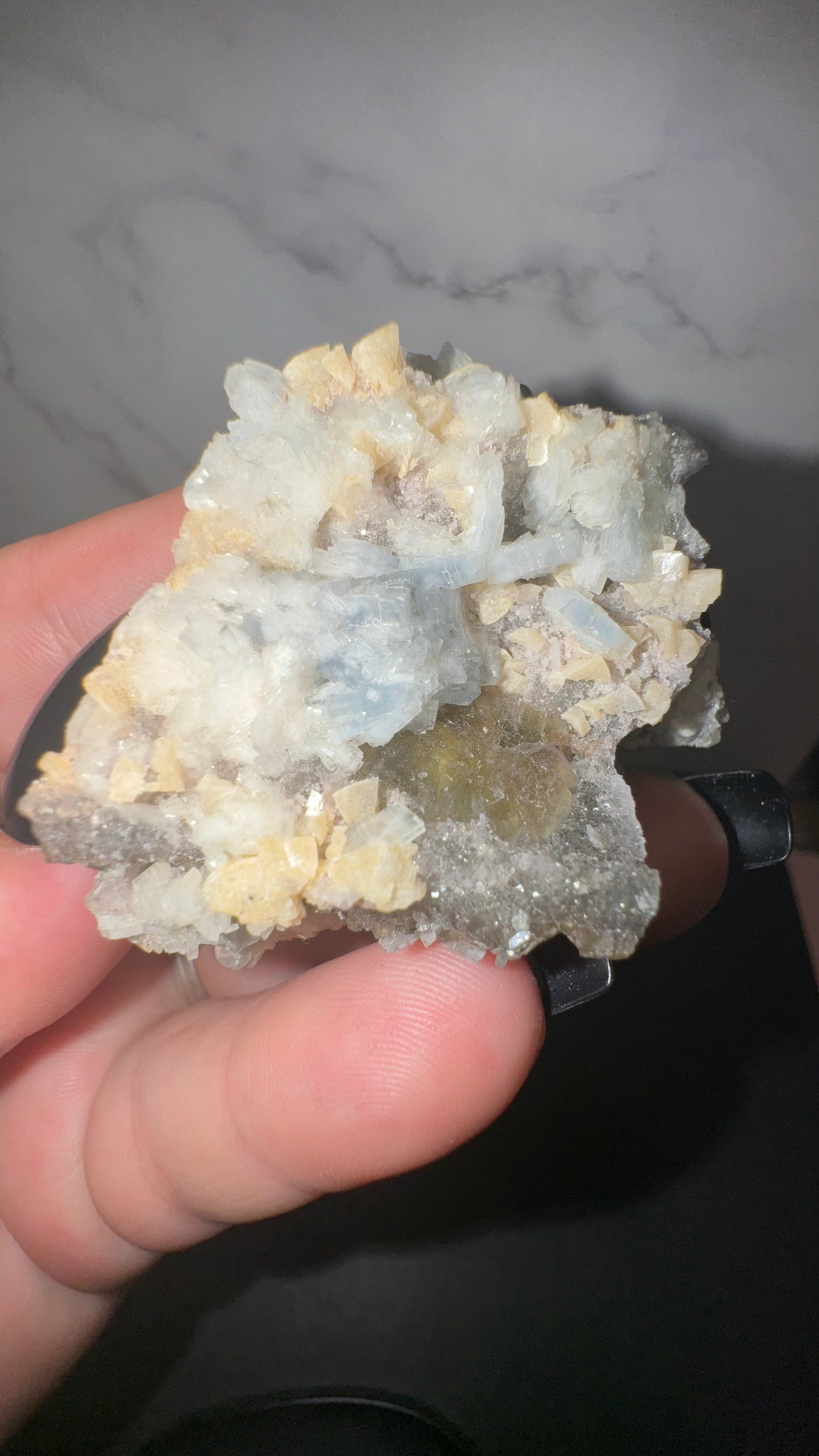 Blue barite, yellow cubic fluorite