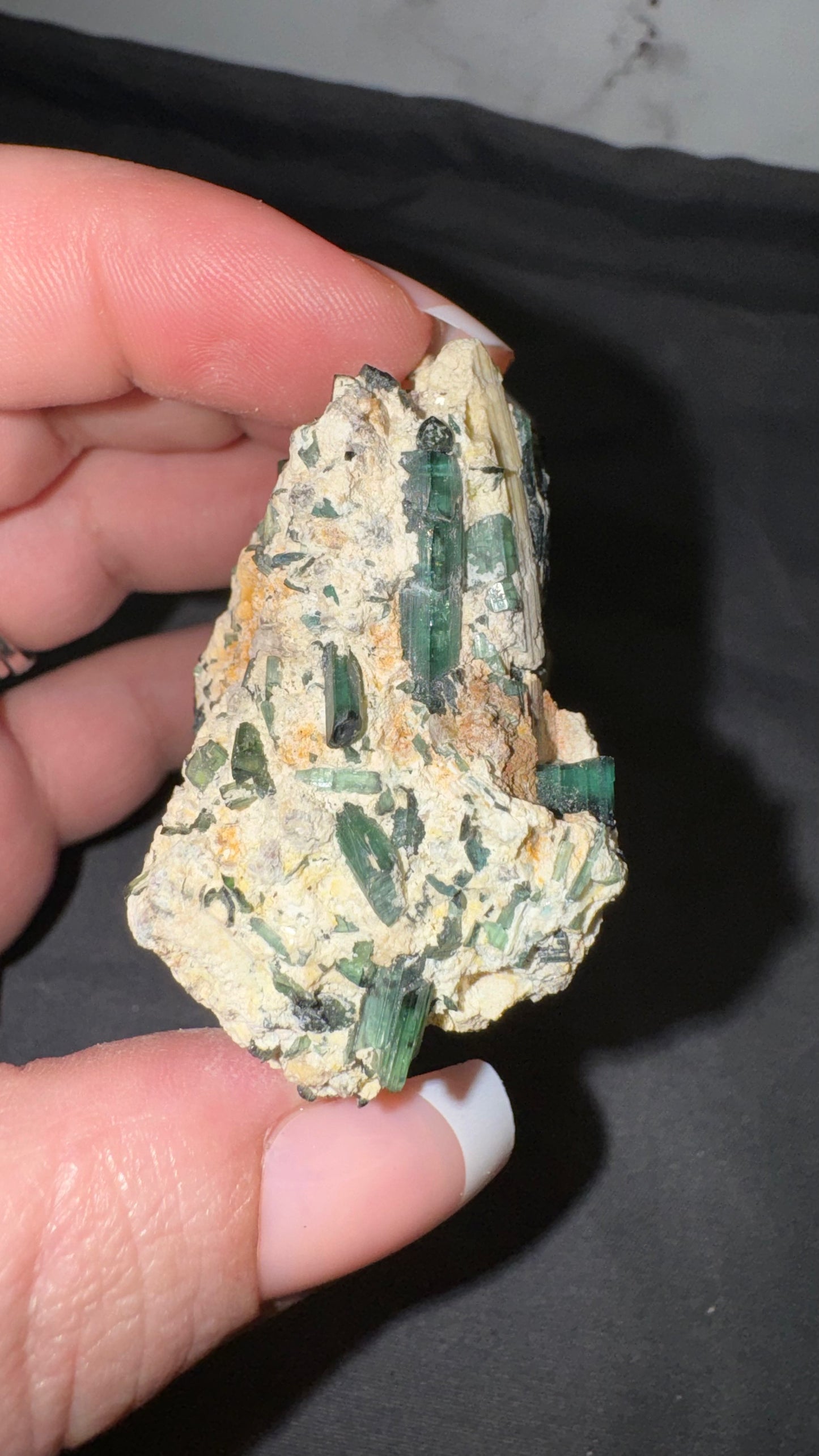 Green tourmaline and feldspar