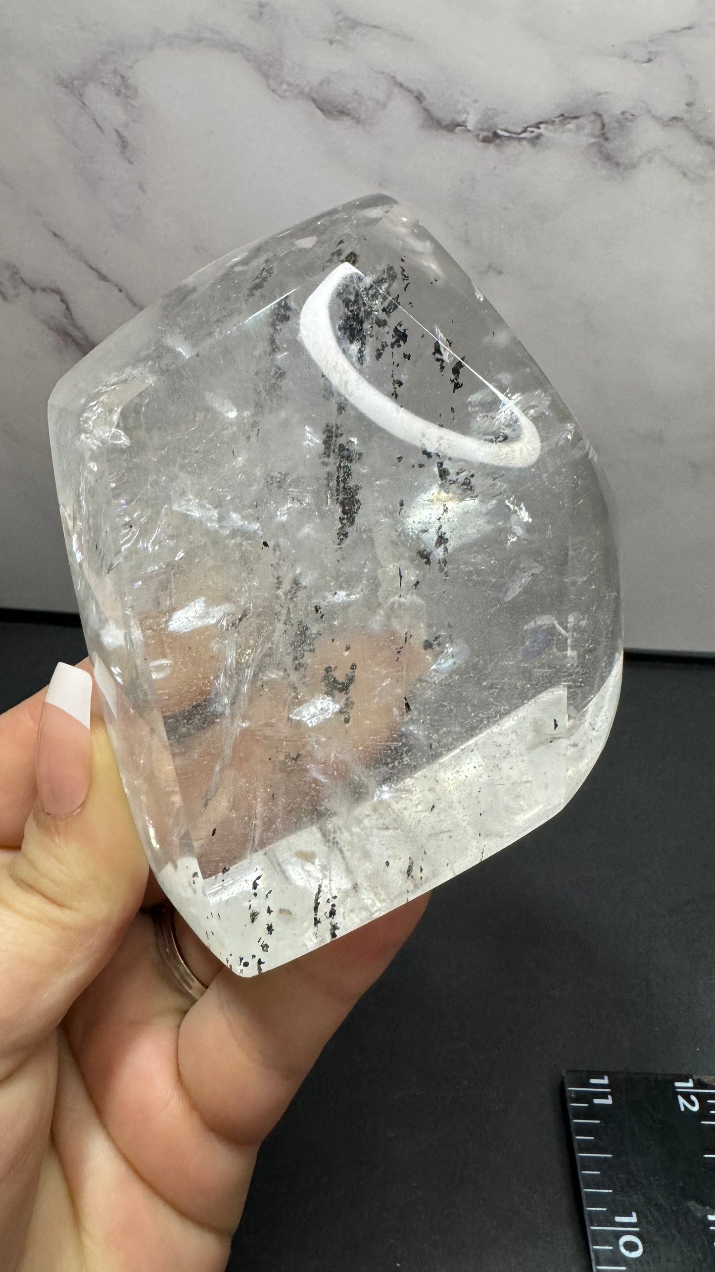 Clear quartz with carbon