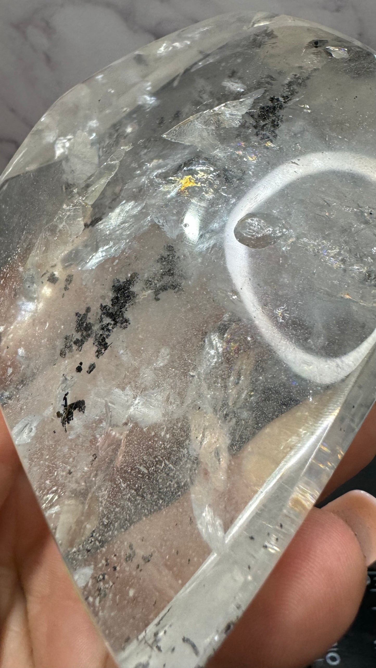 Clear quartz with carbon