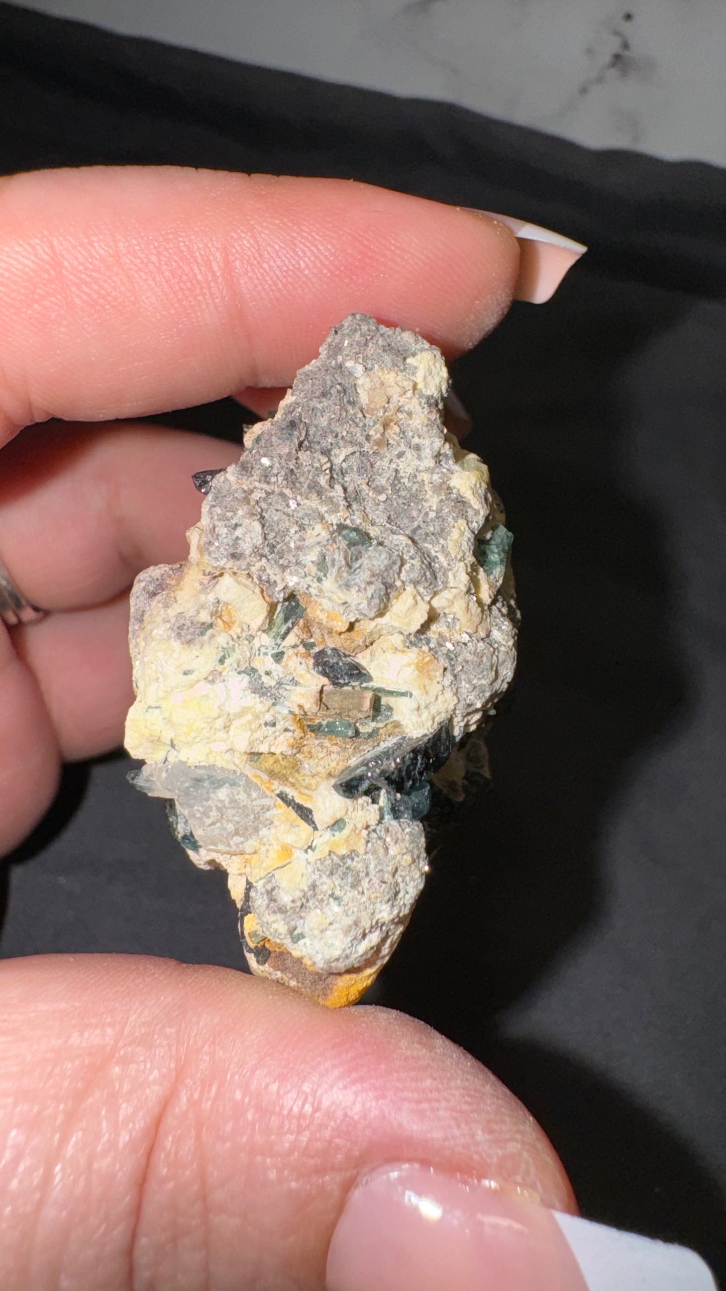 Green tourmaline and feldspar
