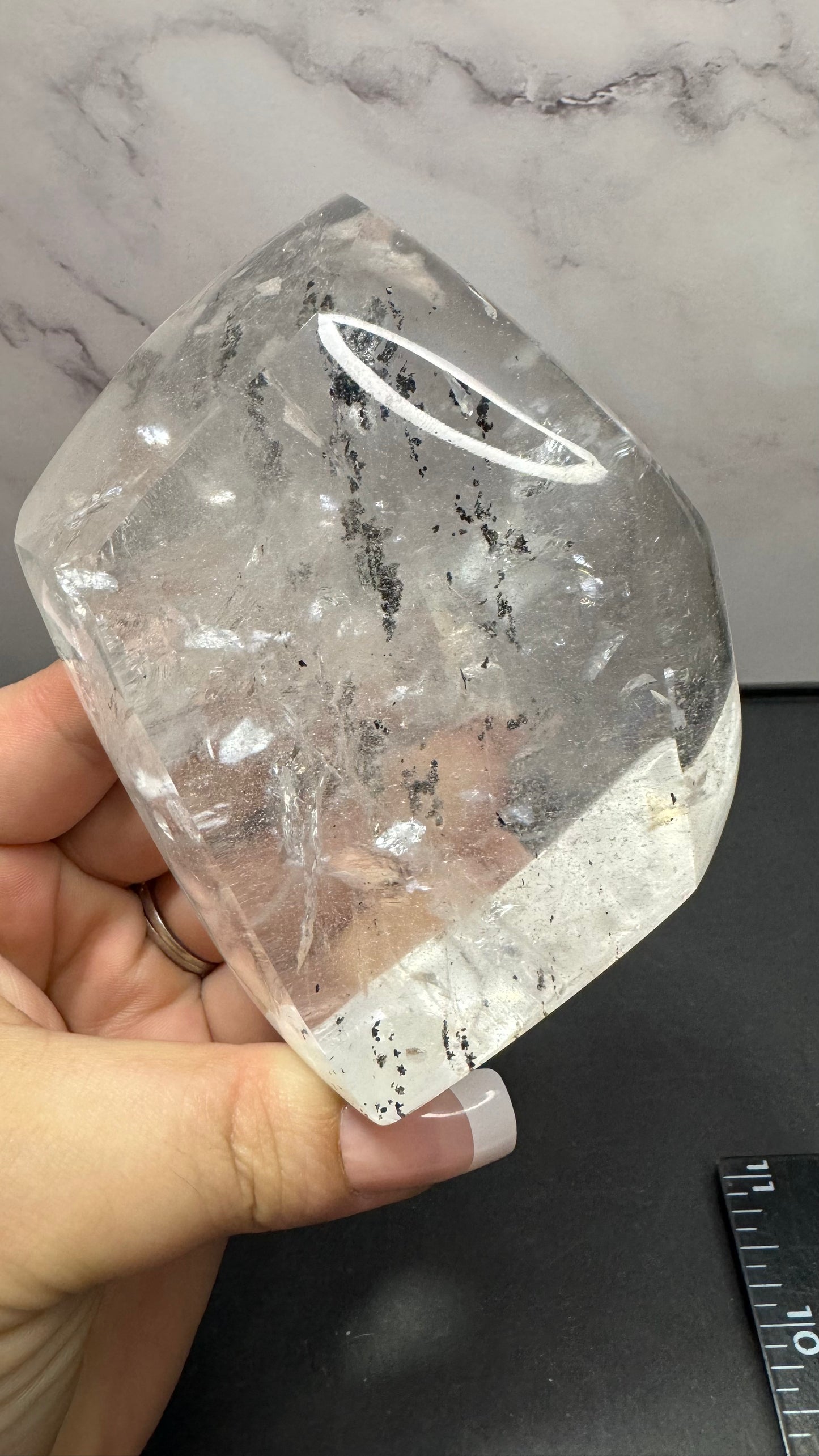 Clear quartz with carbon