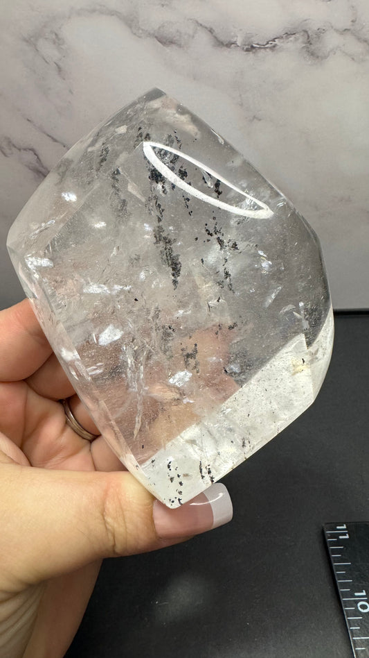 Clear quartz with carbon