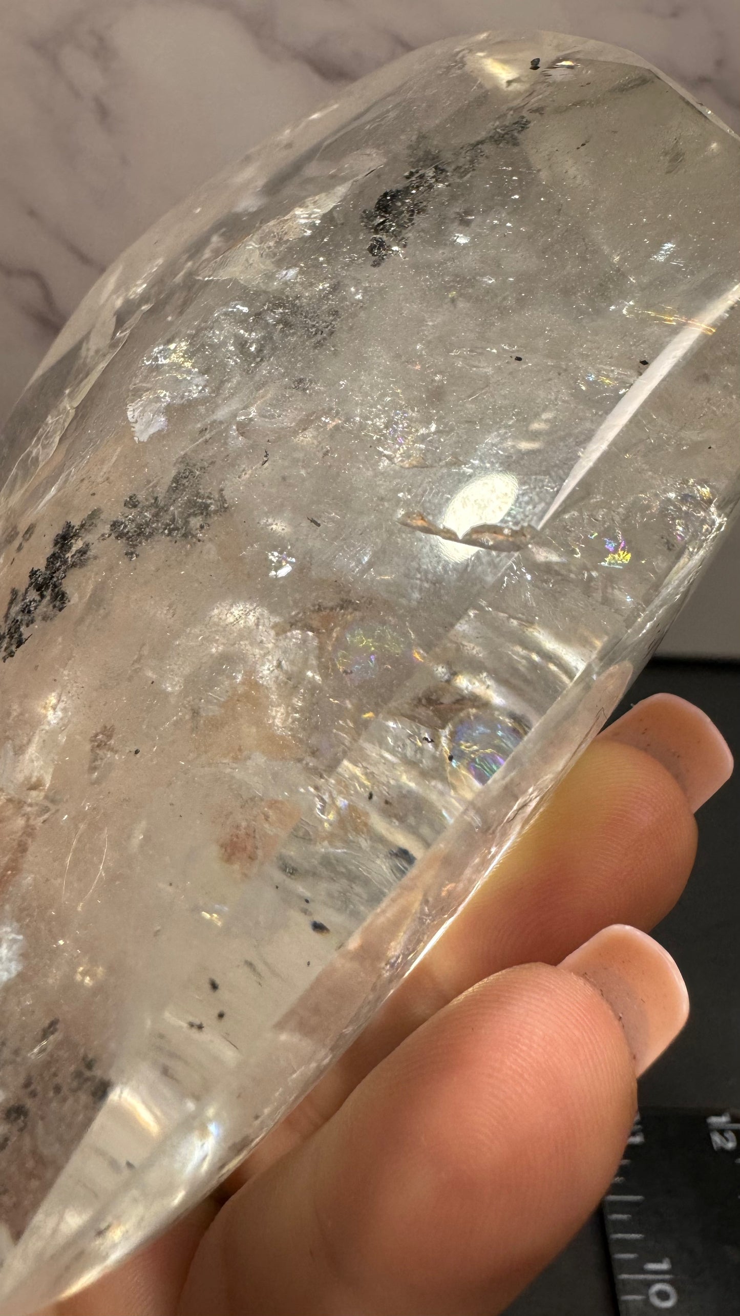 Clear quartz with carbon