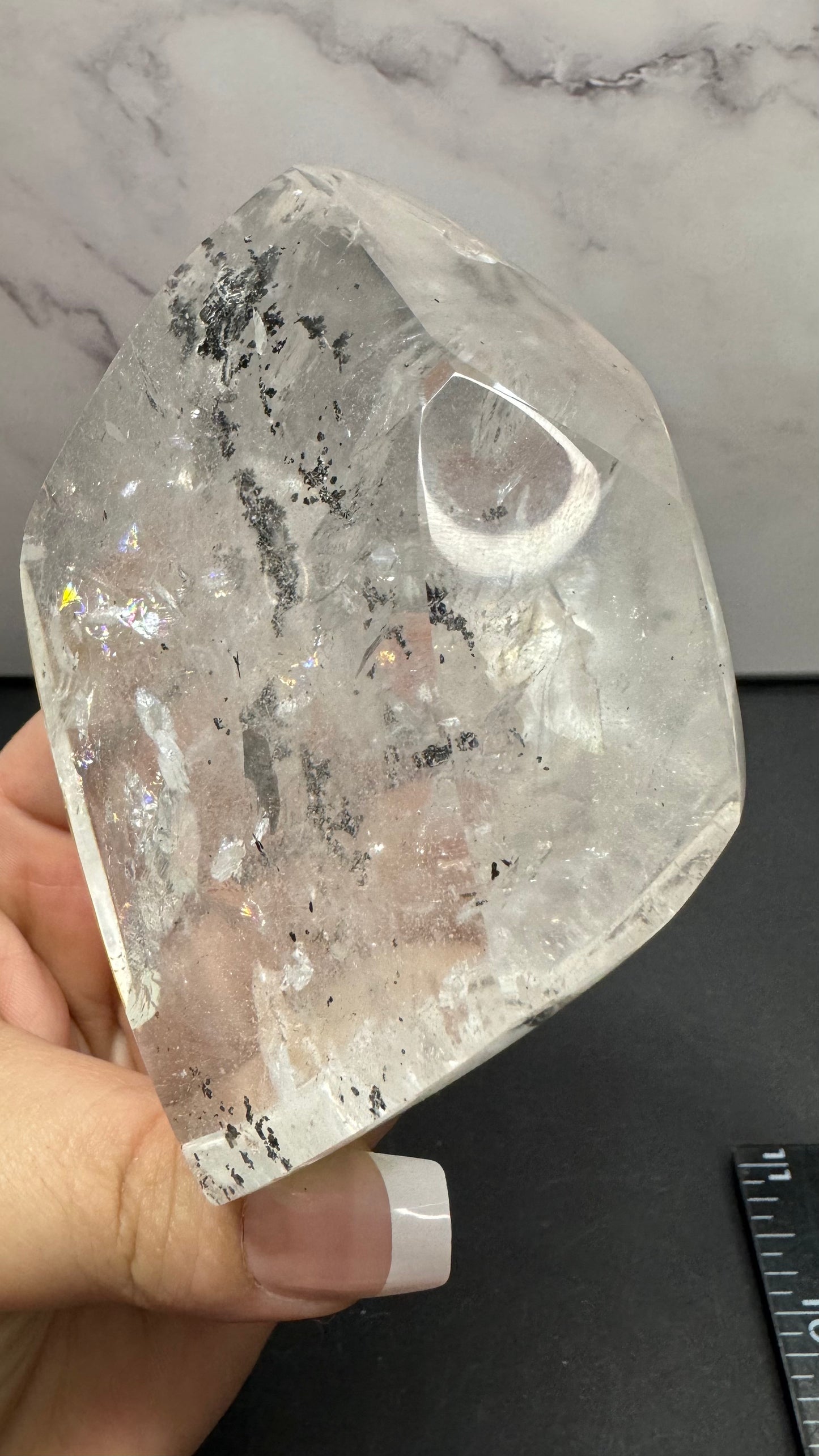 Clear quartz with carbon