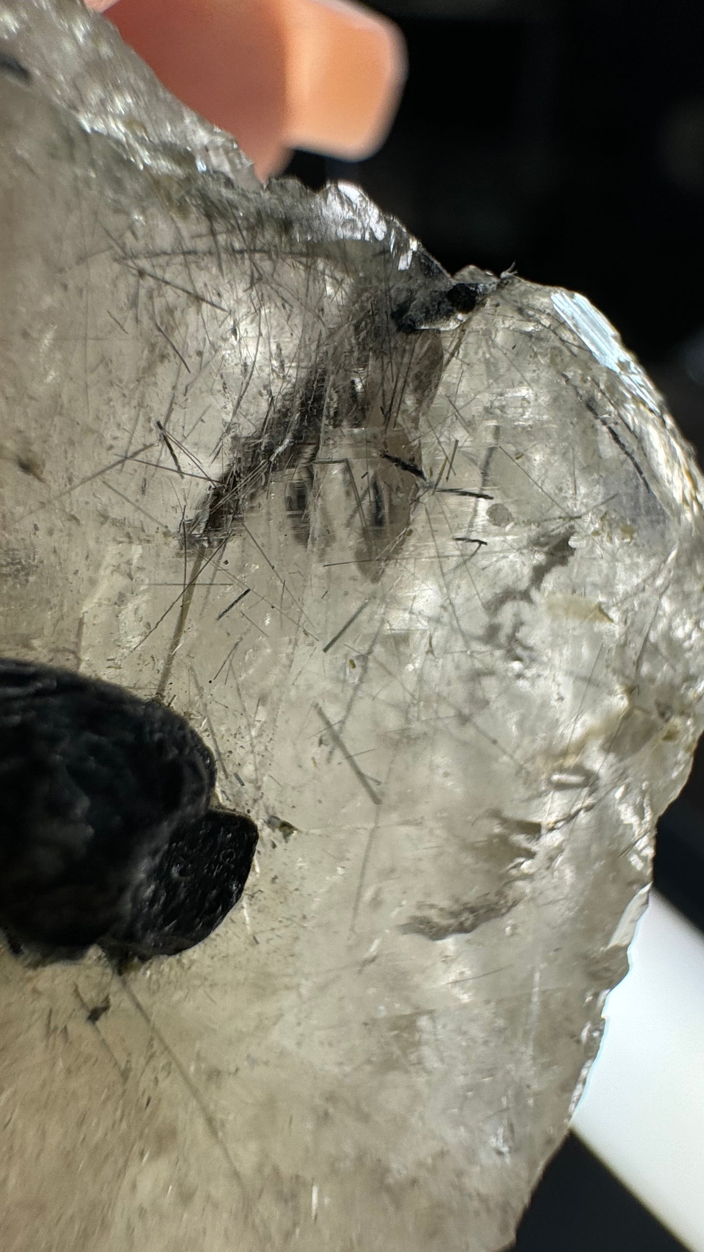 Black and blue tourmaline in Smokey quartz