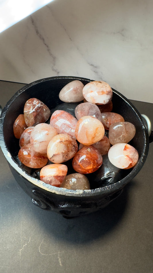 Fire quartz tumbles