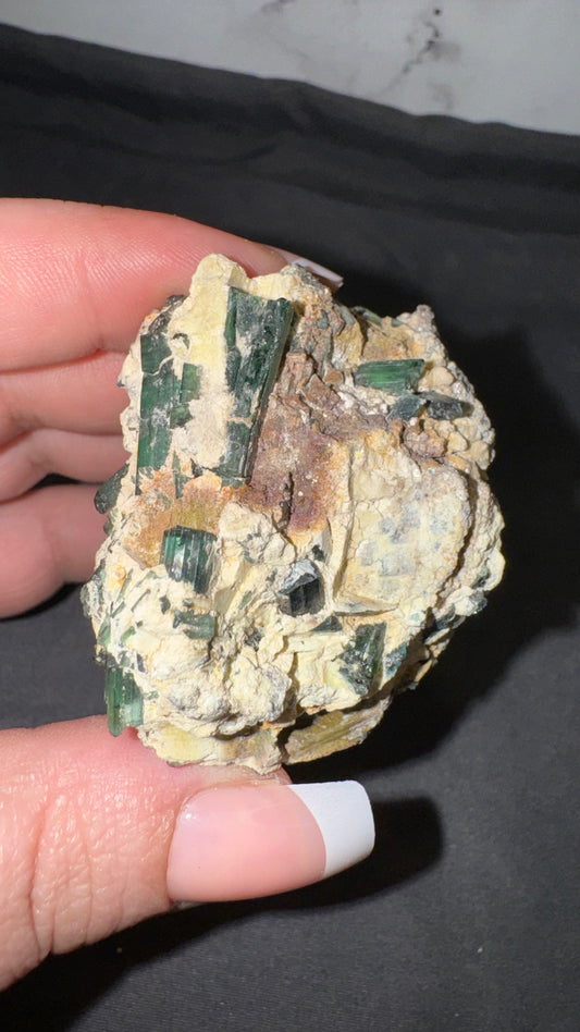 Green tourmaline and feldspar