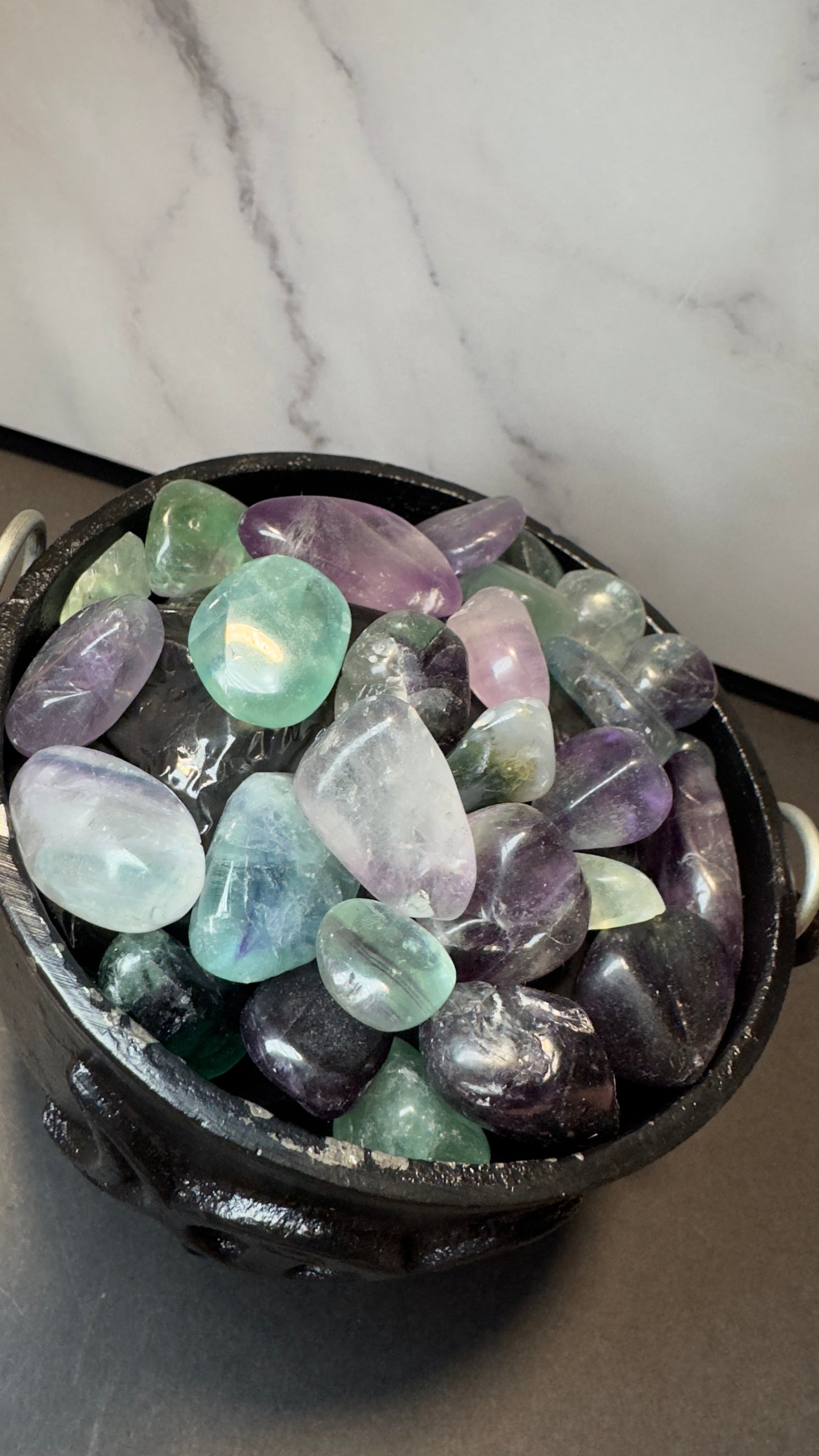 Rainbow fluorite tumbles