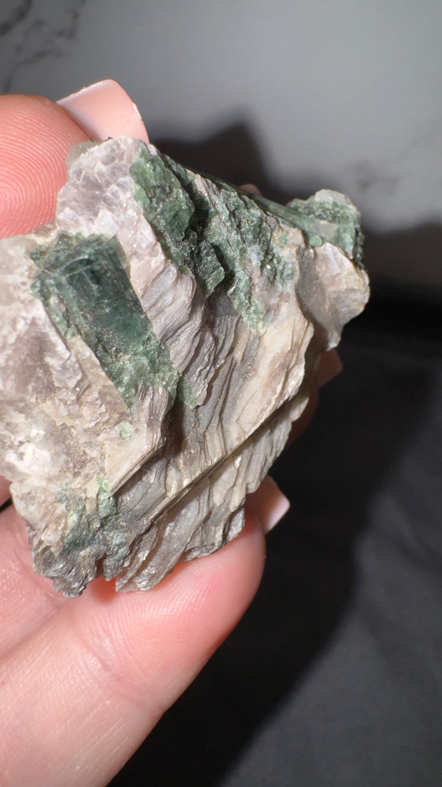 Green tourmaline/mica books