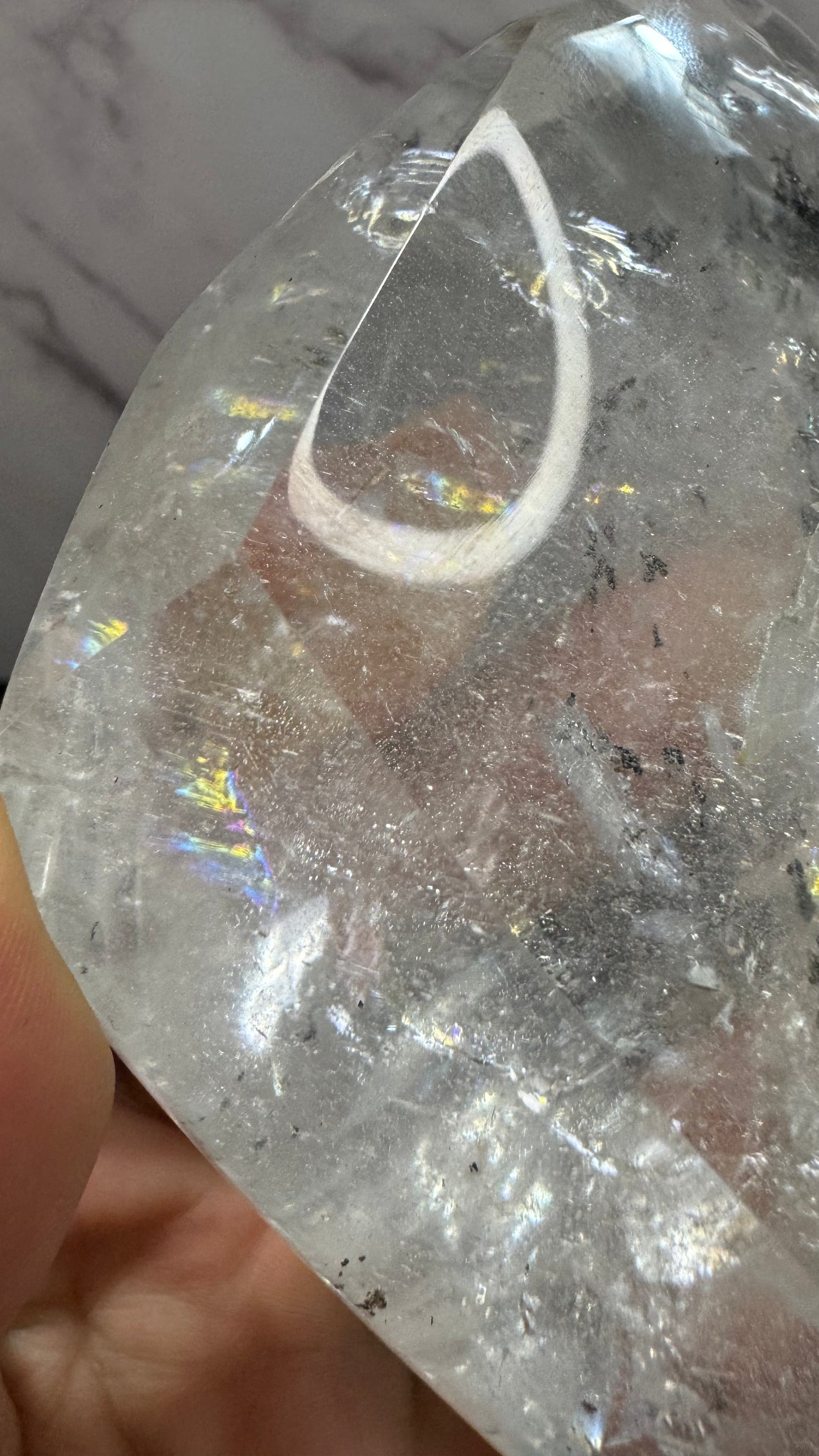 Clear quartz with carbon
