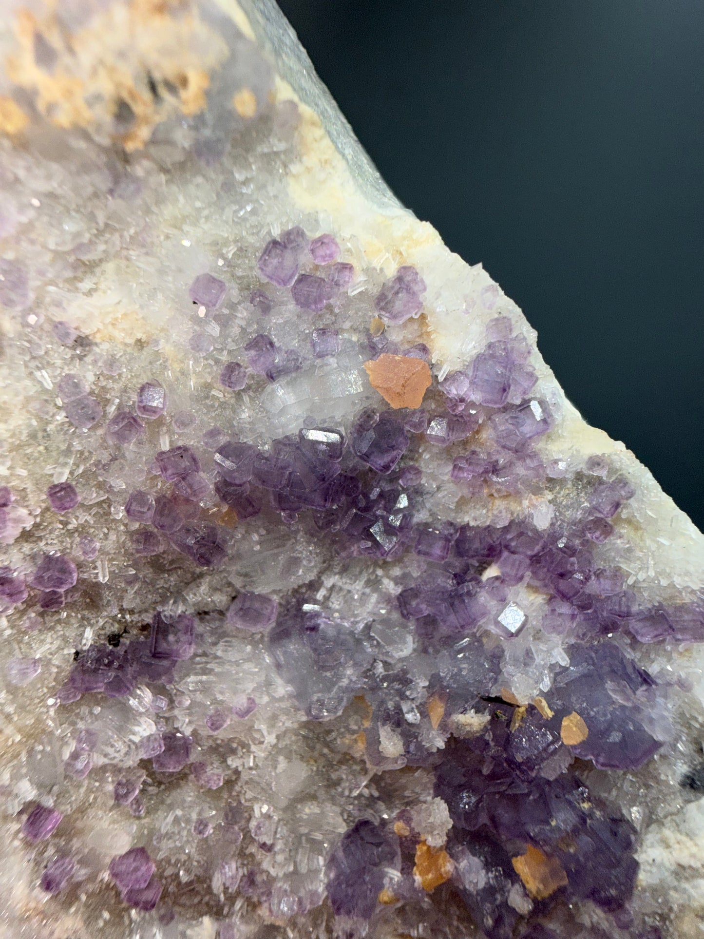 Rhodochrosite on fluorite