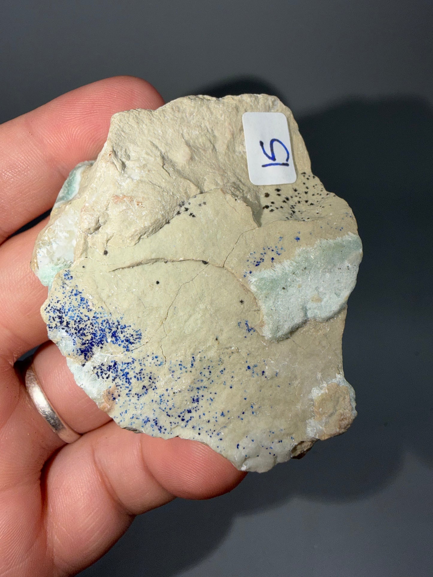Azurite on blue aragonite