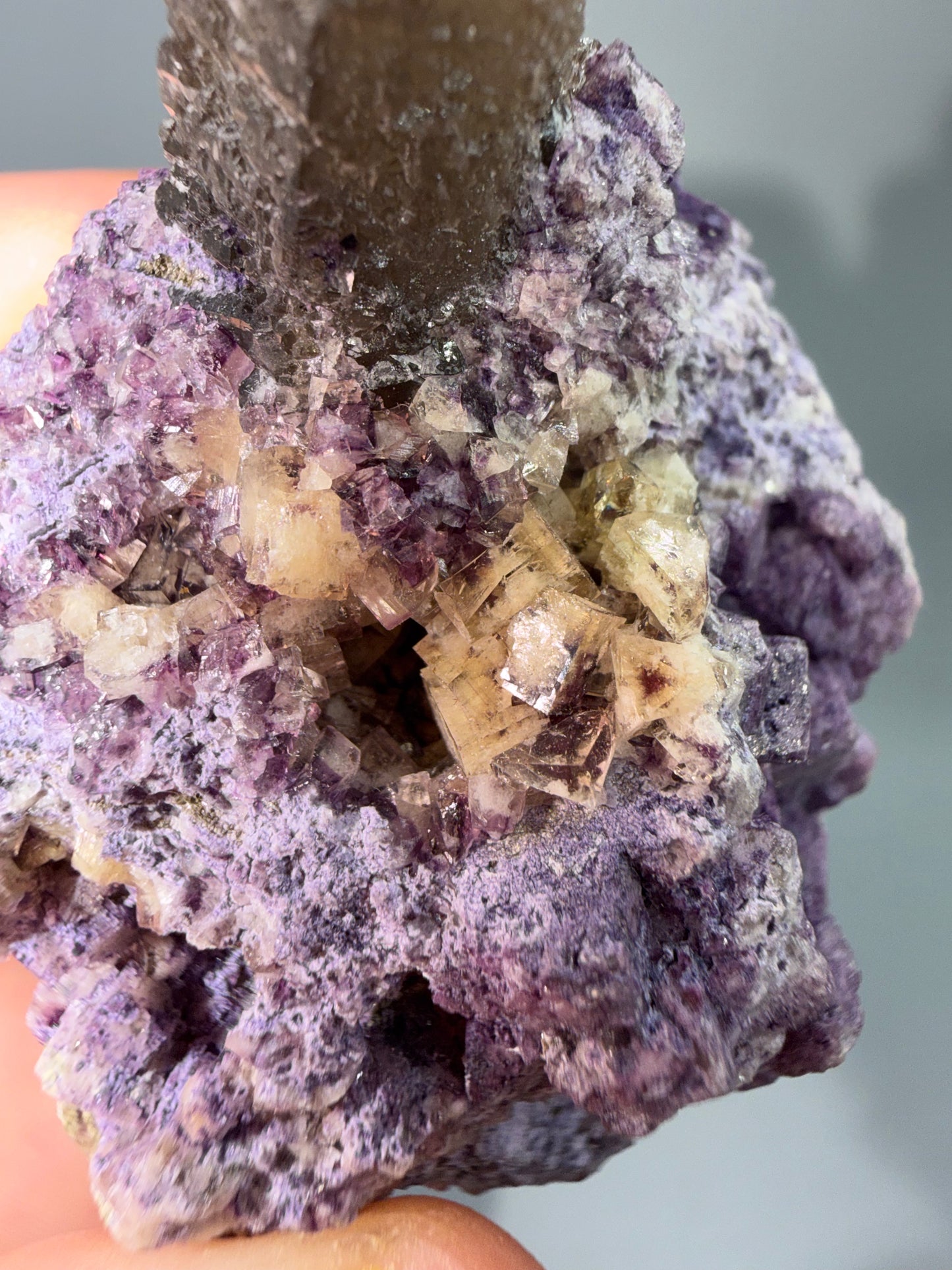 Fluorite + Smokey quartz
