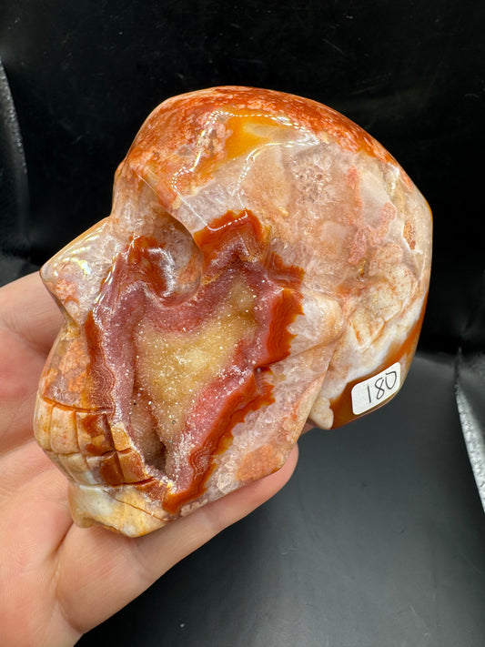 Carnelian w/ flower agate skull