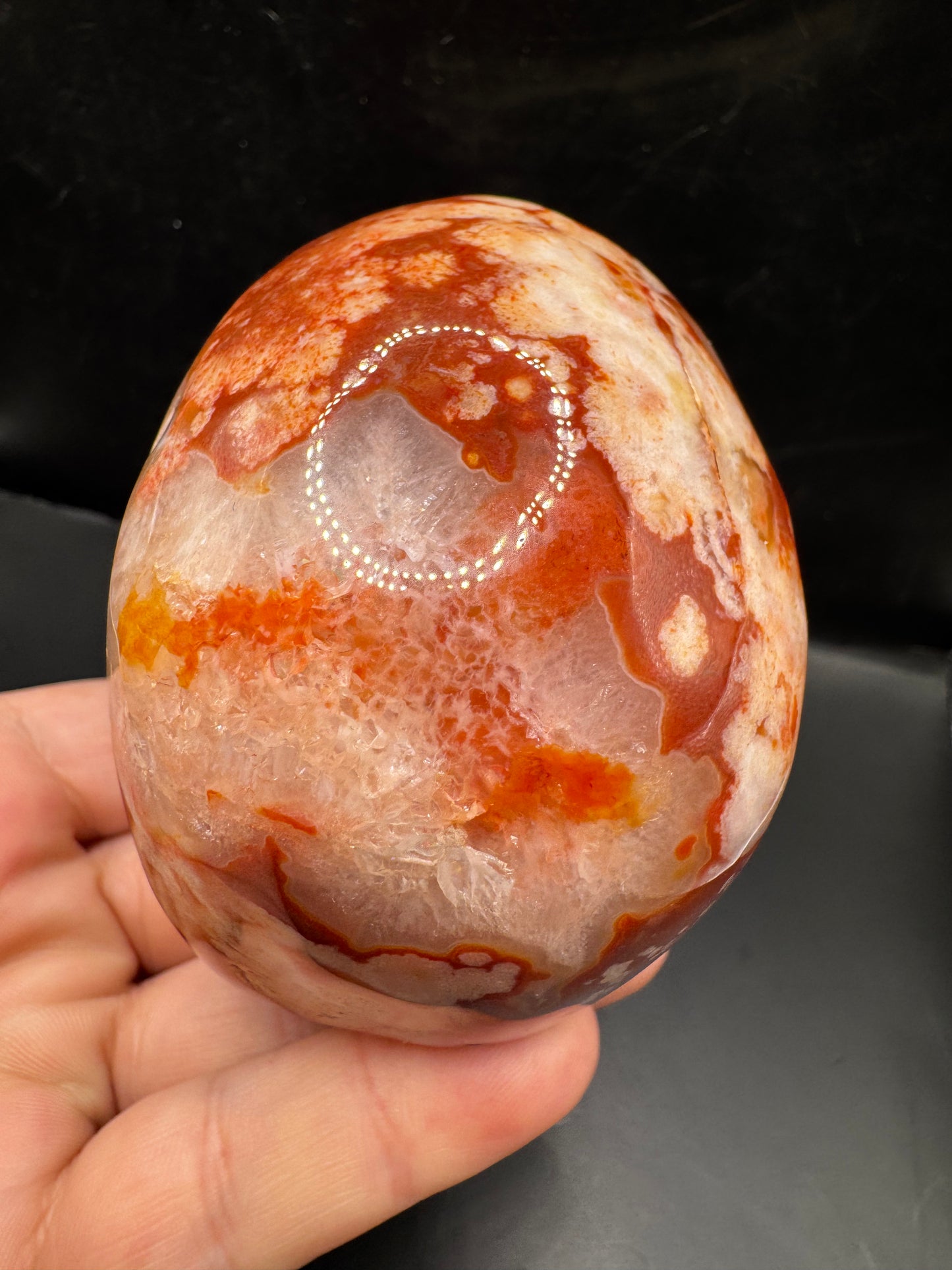 Carnelian w/ flower agate skull