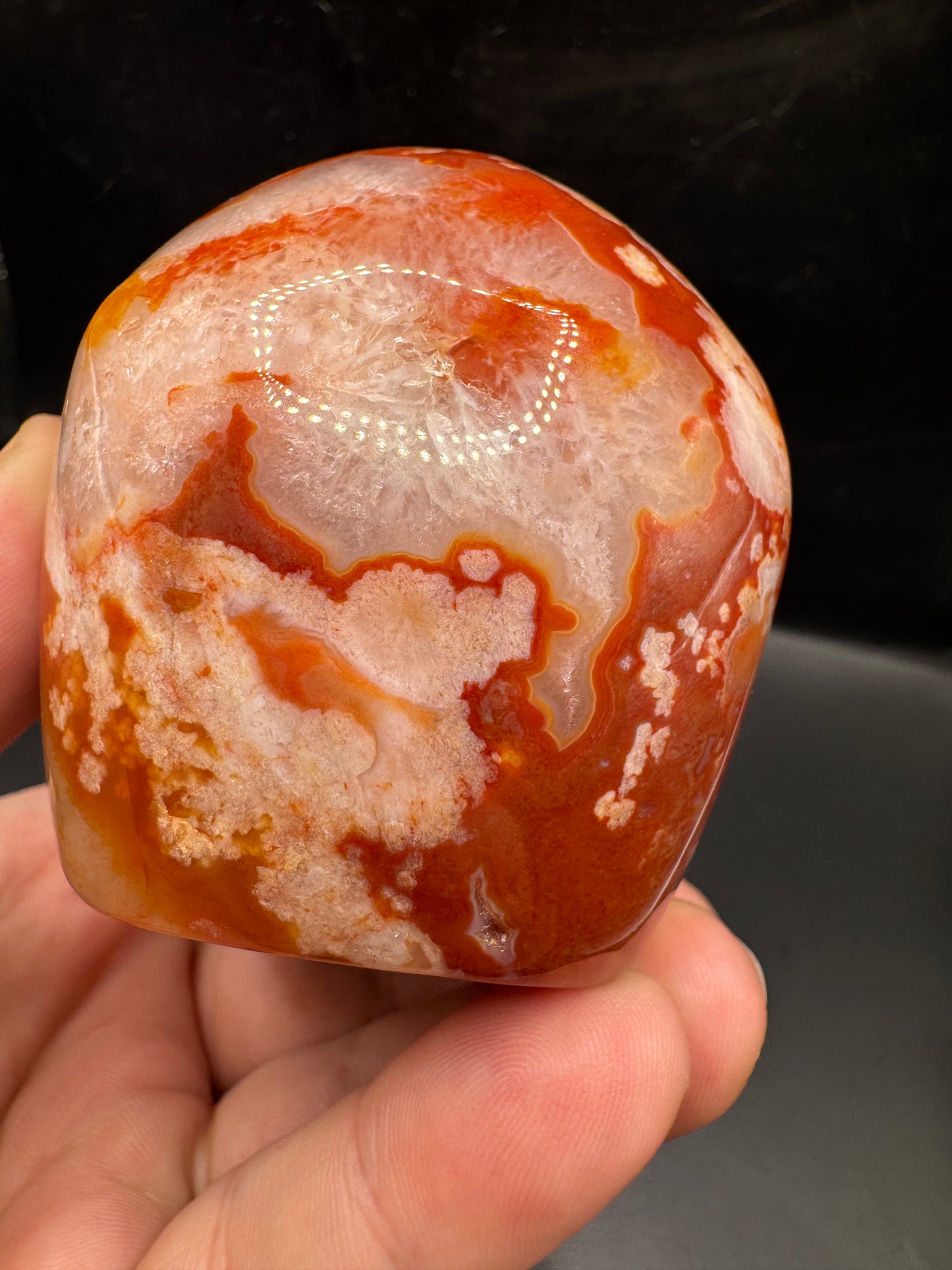 Carnelian w/ flower agate skull