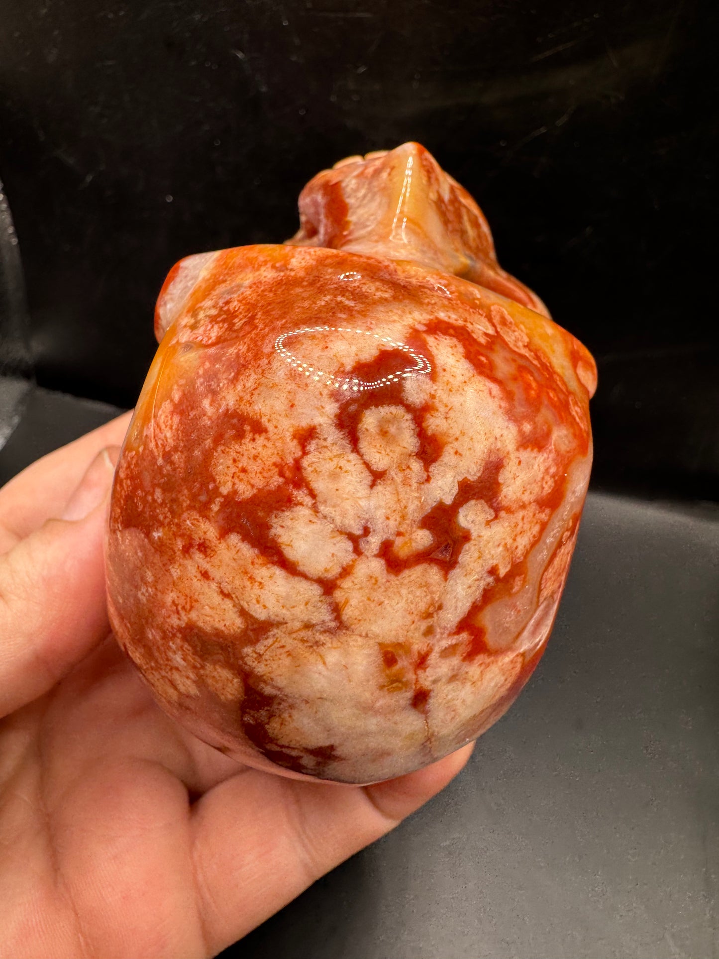 Carnelian w/ flower agate skull