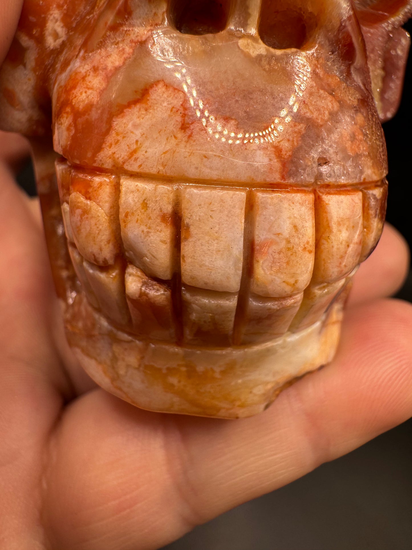 Carnelian w/ flower agate skull