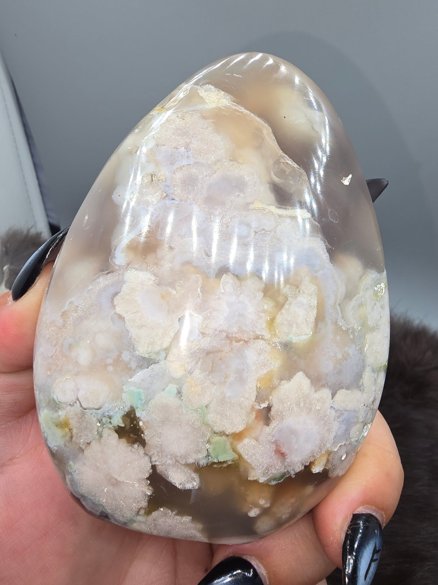 Green flower agate