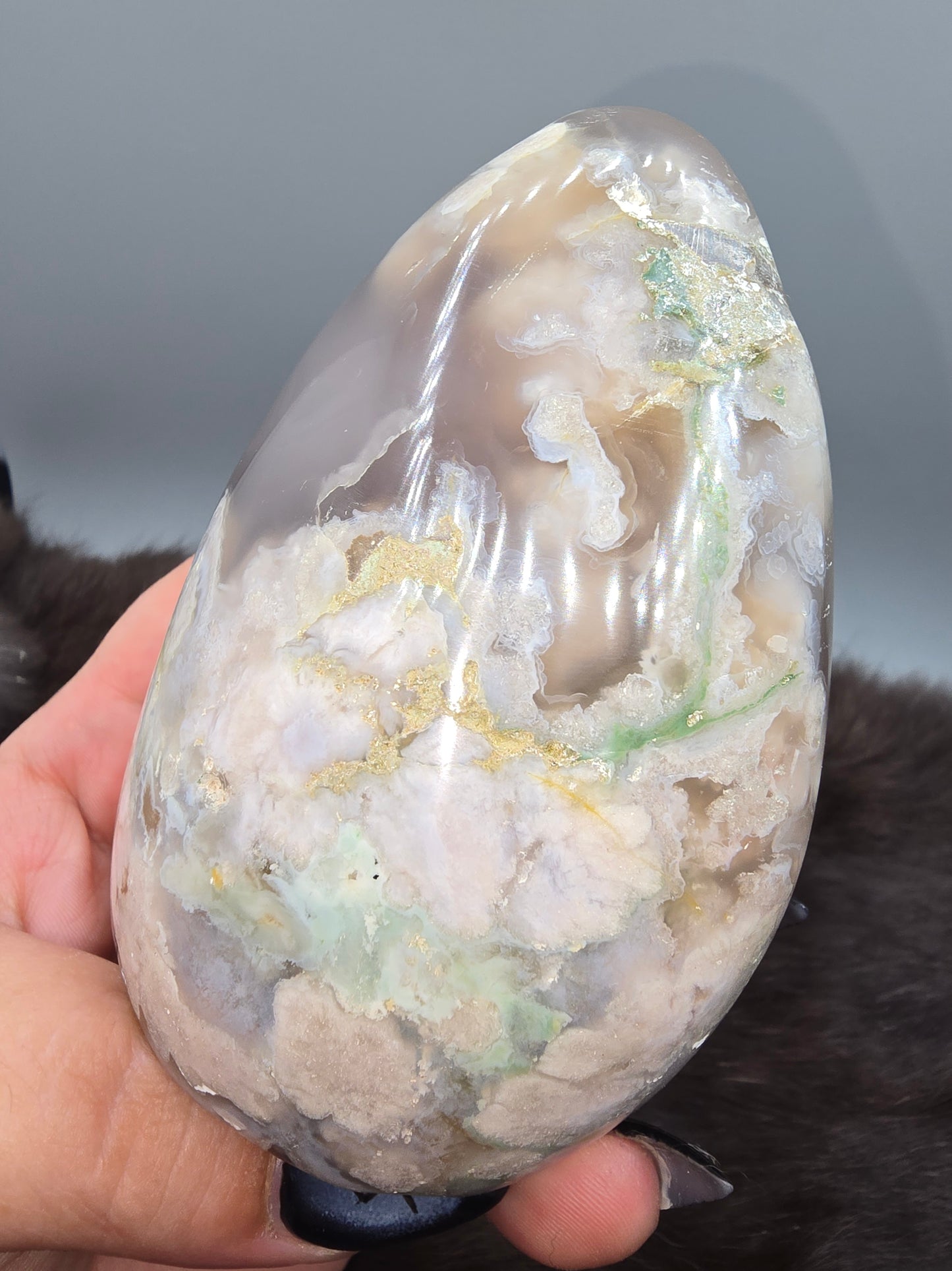 Green flower agate
